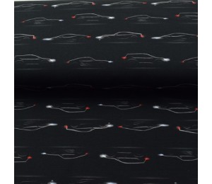 French Terry - Autos schwarz dezent